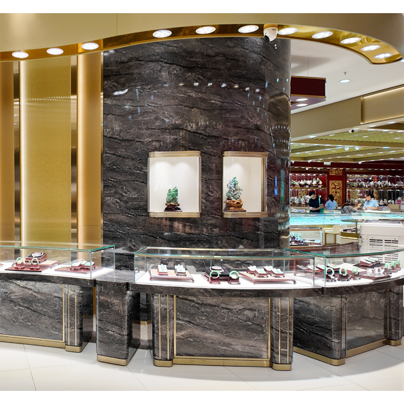 High-End Imitation Stone Curved Boutique Cabinet